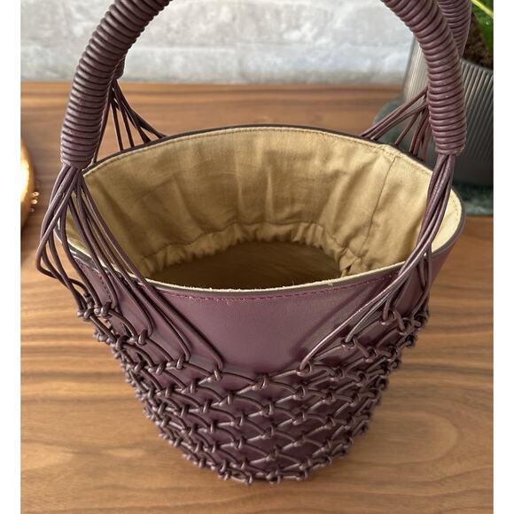 J Crew Sedona Basket Leather Netting Burgundy Handbag NWT - Picture 12 of 13